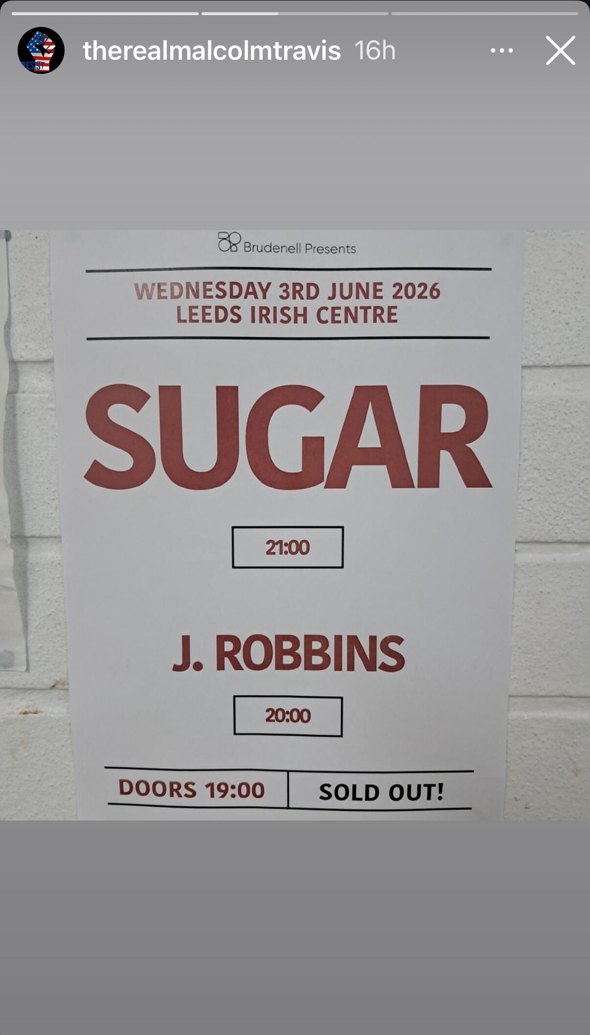 SUGAR - Leeds, United Kingdom: The Irish Centre - June 3, 2026