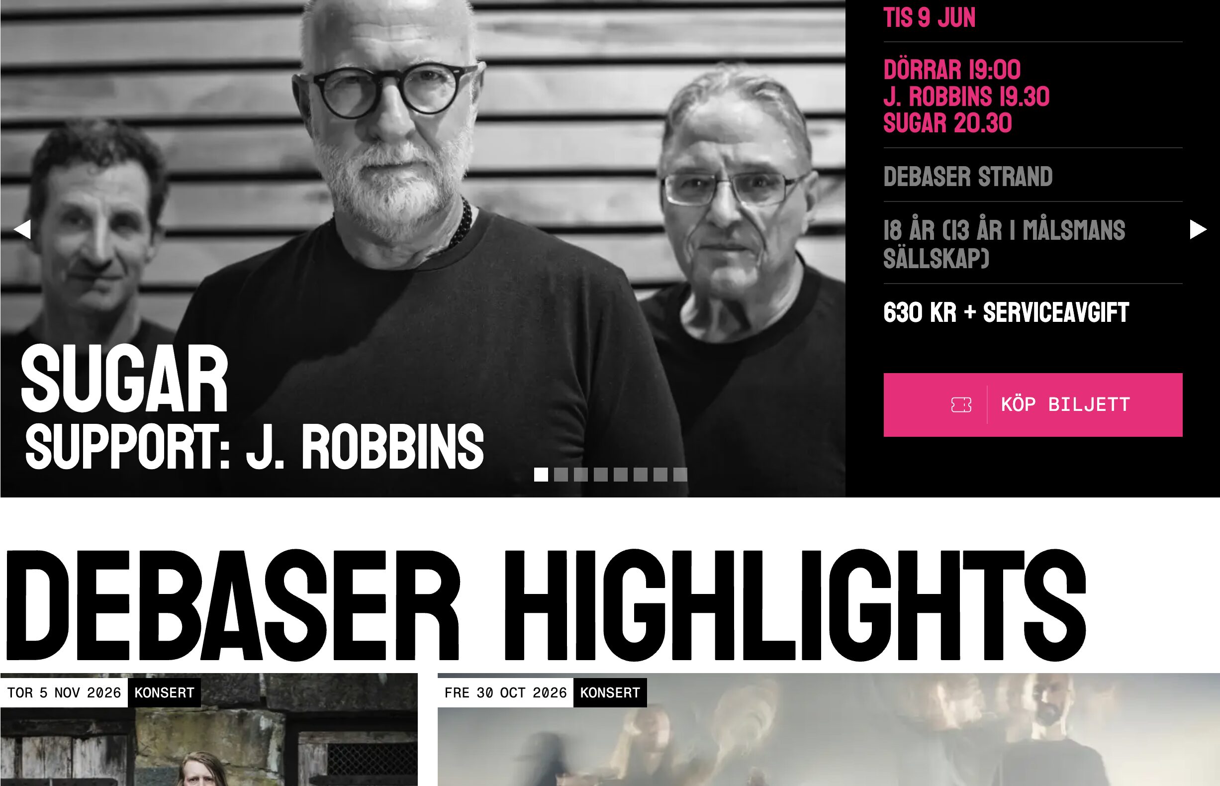 SUGAR at Stockholm, Sweden: Debaser Hornstull Strand - June 9, 2026
